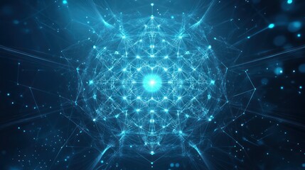 Poster - Futuristic network sphere, glowing nodes, abstract background, tech concept