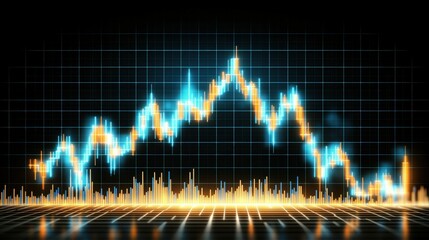 Poster - Abstract background with glowing stock chart lights and digital financial data representation