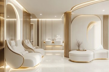Poster - Modern luxury lounge with elegant design and soft lighting in a spacious interior. Generative AI