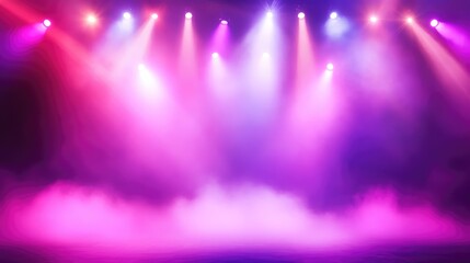 Poster - A colorful concert stage with soft fog and intense lighting effects, providing a perfect background for text overlays or logos.