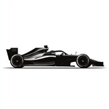 Modern black Formula 1 race car side view isolated on white background, vector illustration with sleek aerodynamic design