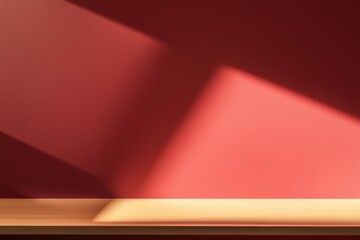 Aufkleber - Empty tabletop in front of red wall with light brown shadows: minimalist background