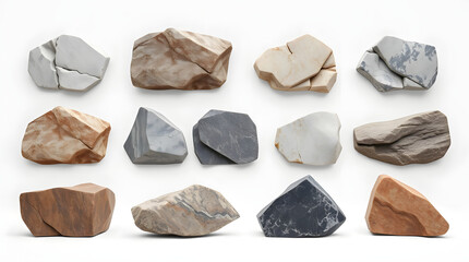 Fototapete - Collection of various stones and rocks with different textures and colors