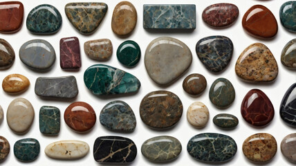 Leinwandbilder - a collection of polished, colorful stones, arranged in a pattern