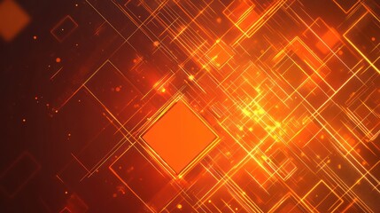 Poster - Abstract orange digital network glowing background