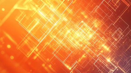 Poster - Abstract orange network; digital data flow; glowing lines; technology background; website banner