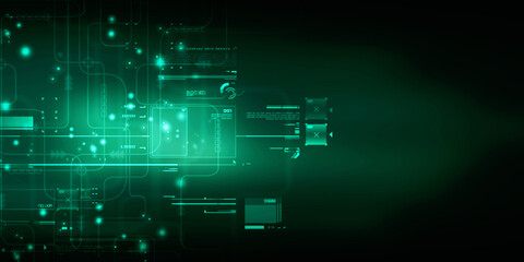 Poster - 2d illustration abstract futuristic electronic circuit technology background