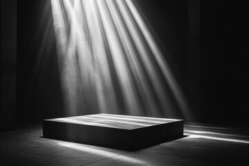 Aufkleber - Spotlight shining on empty stage in dark room: minimalist composition