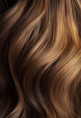 Wall Mural - A close-up of wavy, brown hair with a high-resolution, high-detail, and beautiful photographic quality. 