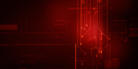 Poster - 2d illustration abstract futuristic electronic circuit technology background
