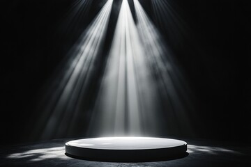 Aufkleber - Spotlights illuminating empty stage with white podium