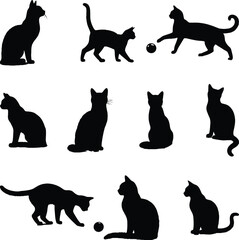 Naklejka na meble black silhouettes of cat bundle vector