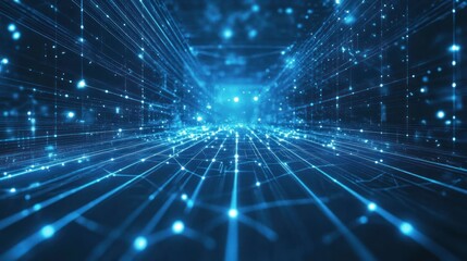 Poster - Digital data highway, network flow, future tech, abstract background, website banner