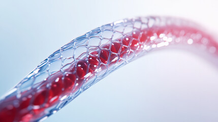 Poster - Artistic angle of a stent-like device or graft material, spotlighting innovation in modern vascular