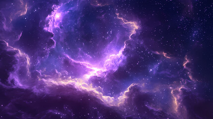 Wall Mural - Cosmic dreamscape: vibrant purple galaxy with dragon cloud formation. Nebula Dragon Formation. Illustration