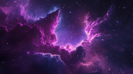 Wall Mural - Cosmic dreamscape: vibrant purple galaxy with dragon cloud formation. Nebula Dragon Formation. Illustration