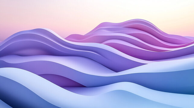 A purple and blue mountain range with a pink sky