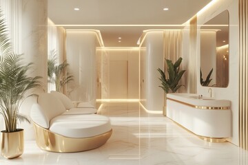 Sticker - Luxurious spa interior with elegant design elements and soft lighting in a tranquil environment. Generative AI