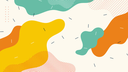 Leinwandbilder - A modern abstract background with colorful organic shapes, wavy lines, and playful geometric elements.