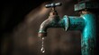 © Diclonius - an old water faucet with a single drop of water, highlighting conservation awareness