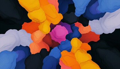 Poster - A vibrant abstract composition featuring colorful, swirling shapes that create a dynamic visual flow and depth.