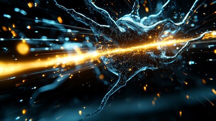Aufkleber - Dynamic Abstract Energy Burst Glowing Plasma Digital Realm Visual Art Futuristic Environment Close-Up View Sci-Fi Concept