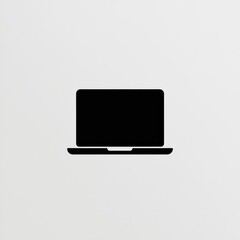 Poster - a minimalistic black laptop icon, set against a soft background