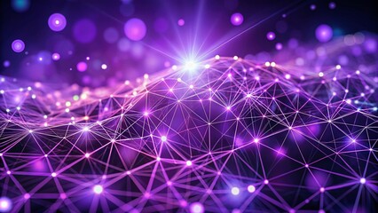 Poster - Low Poly Wireframe Purple Digital Marketing Illustration with Bokeh Background