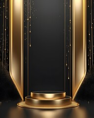 Aufkleber - A golden stage with spotlights and luxury design
