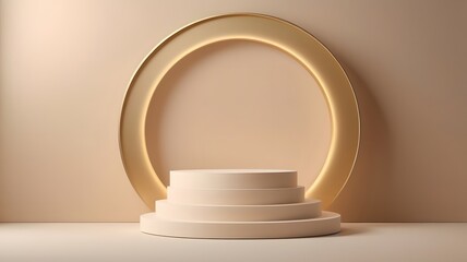 Aufkleber - a minimalist golden circle with a presentation podium display
