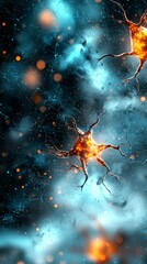 Aufkleber - Illuminating Microscopic Neuron Network Insights Sci-Tech Lab Digital Art Abstract Environment Close-Up View Neuroscience Concept