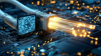 Aufkleber - High-Speed Data Transfer Technology Modern Data Center Digital Infrastructure Urban Setting Close-Up View Connectivity Revolution