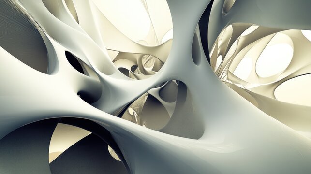 Abstract Organic Structure with Interconnected Holes and Soft Lighting