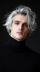 Poster - A man with a ponytail and a black shirt