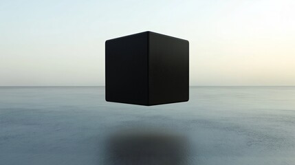 Aufkleber - A perfect black cube floating in the middle of an empty space