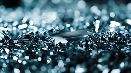 Leinwandbilder - Shiny Metal Shavings and Chips on Industrial Workshop Surface