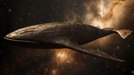 Wall Mural - cosmic journey of a whaleship outer space digital art galactic environment celestial viewpoint marin