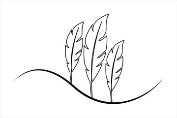 Fototapete - continuous one line art drawing of Bird feather minimalist on white background vector design