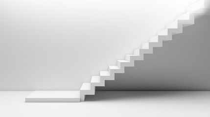 Poster - A simple staircase disappearing into a clean white void