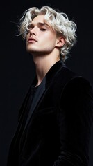 Poster - A man with blonde hair is wearing a black jacket