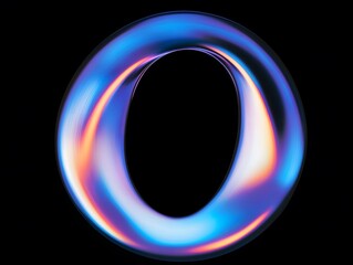 a vibrant glowing abstract three dimensional looped circular shape on black