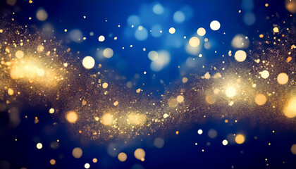 Wall Mural - festive starry sky background with blue light bokeh. new year and christmas concept