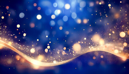 Wall Mural - festive starry sky background with blue light bokeh. new year and christmas concept
