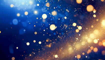 Wall Mural - festive starry sky background with blue light bokeh. new year and christmas concept