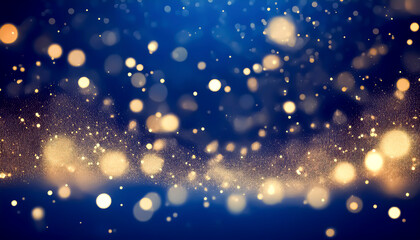 Wall Mural - festive starry sky background with blue light bokeh. new year and christmas concept