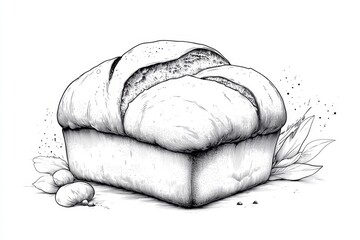 Aufkleber - A stylized line-art drawing of a bread loaf, set against a white background