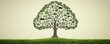 © Itsaree  - Tree illustration representing ecofriendly investment strategy, with icons for green bonds, sustainability on branches and leaves, growth of ecobusiness, environmental finance