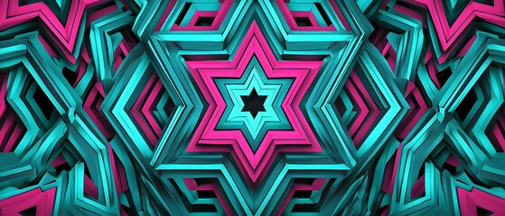 Poster - A colorful abstract design of a star with pink and blue colors