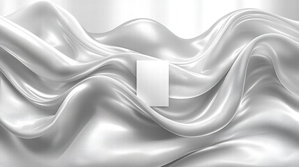 Poster - Soft white fabric draped against a white background creating a pure and serene visual atmosphere
