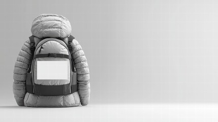 Poster - Versatile backpack with a blank sign for customization perfectly displayed against a neutral backdrop